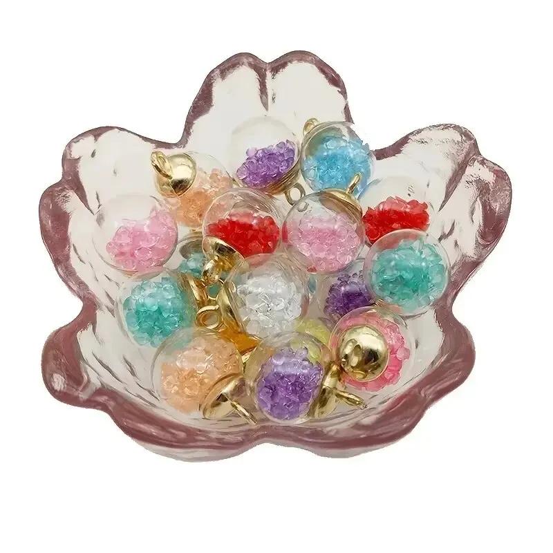40pcs/pack Transparent Glass Ball Pendant DIY Handmade Jewelry Accessories Mixed Color Artificial Diamond Glass Ball