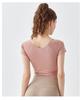 Women's Nude Feel Quick-Dry Yoga Crop Top - Short Sleeve, Sexy & Sports-Ready