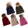 Unisex Acrylic Cable Knit Beanie Hat Winter Warm Pom Pom Cuff Brimmed Ear Cover Cap