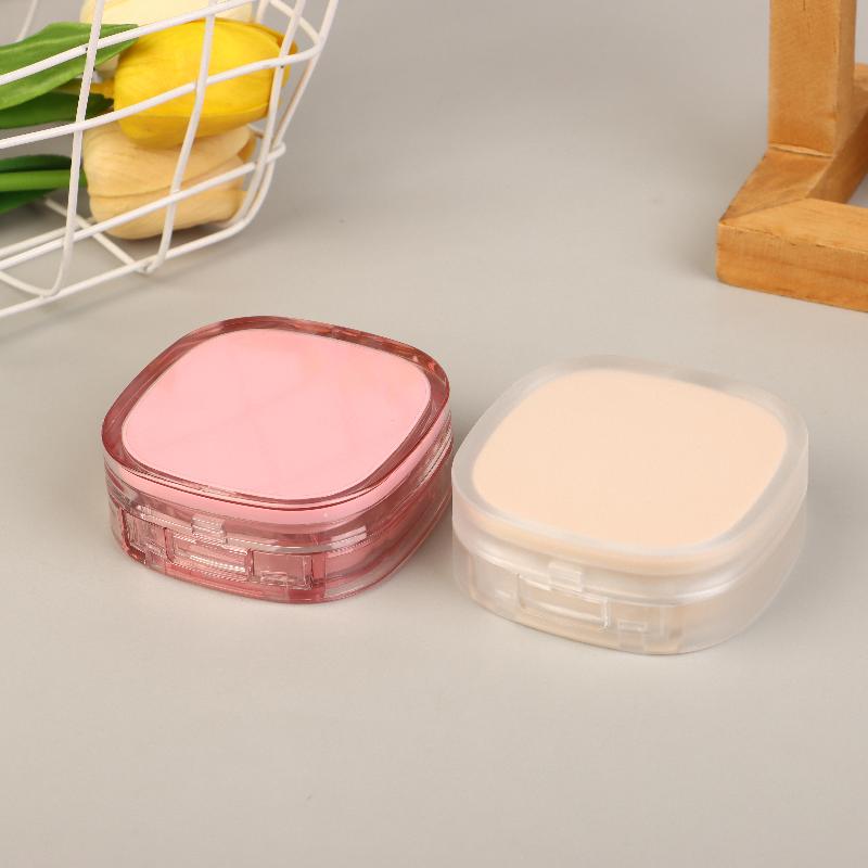 15G Empty Foundation Makeup Jar With Sponge Puff Handheld Portable Cosmetic Travel Makeup Jar Plastic Powder Box For Bb Cream