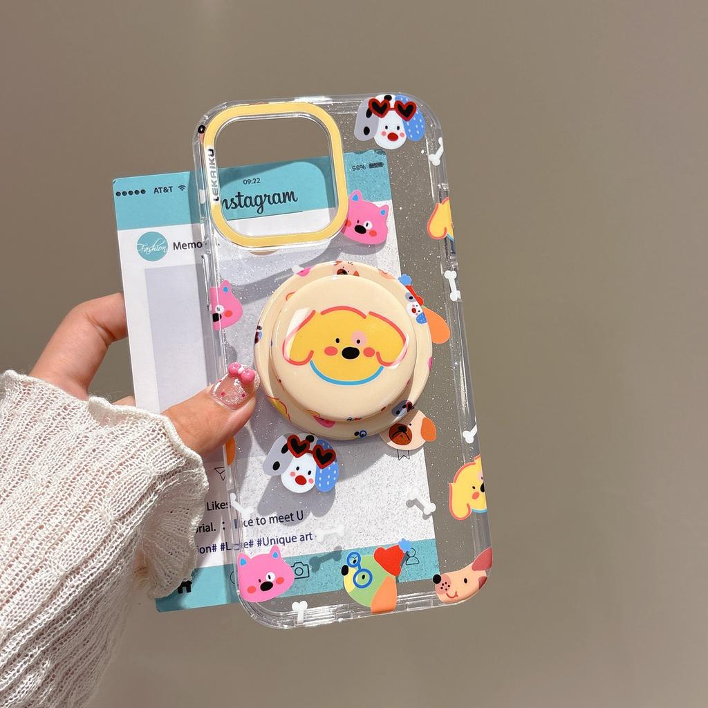 ins Korean cartoon animal suitable for Apple 16promax mobile phone case iPhone15 magnetic suction bracket 14P new