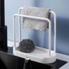 Space-Saving Plastic Kitchen Sink Organizer - Multi-Functional Towel and Sponge Holder with Drainage Rack, Suitable for Stalls and Home Use