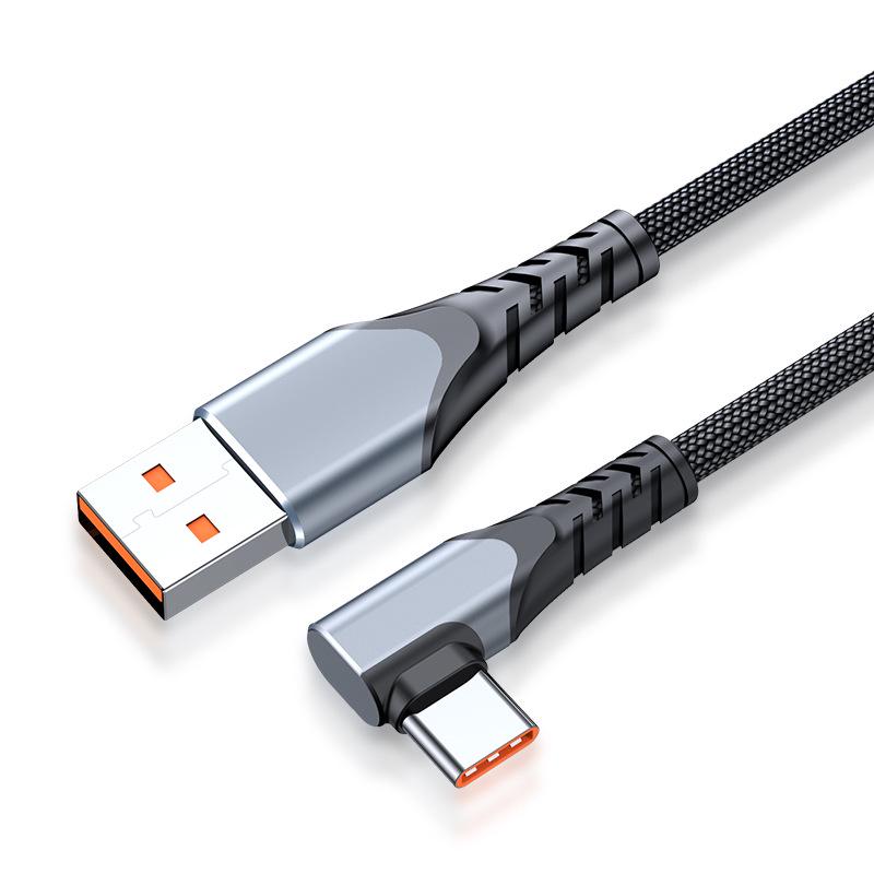 L-Shaped 100W 6A Fast Charging Cable for Huawei & Xiaomi - Ideal for Gaming