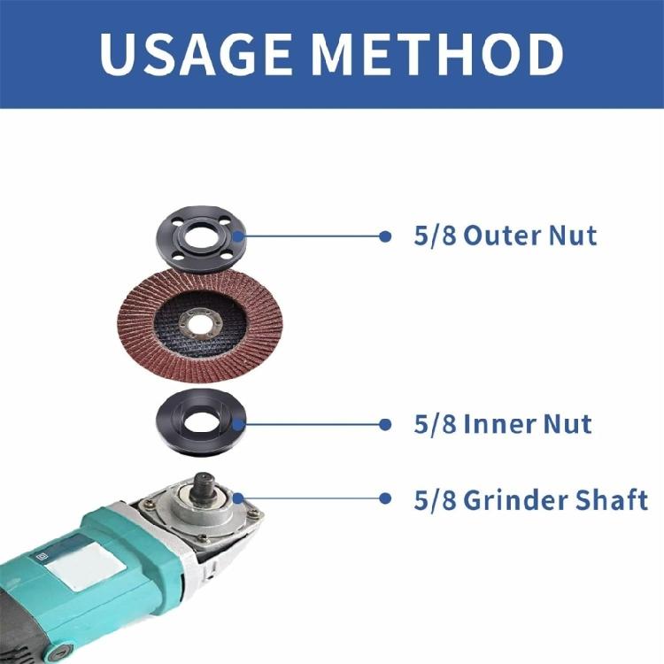 Flange Nut and Wrench Set For Angled Grinders 7PCS Alloy Steel Lock Nuts Professional Lubricated Finish Secure Grip