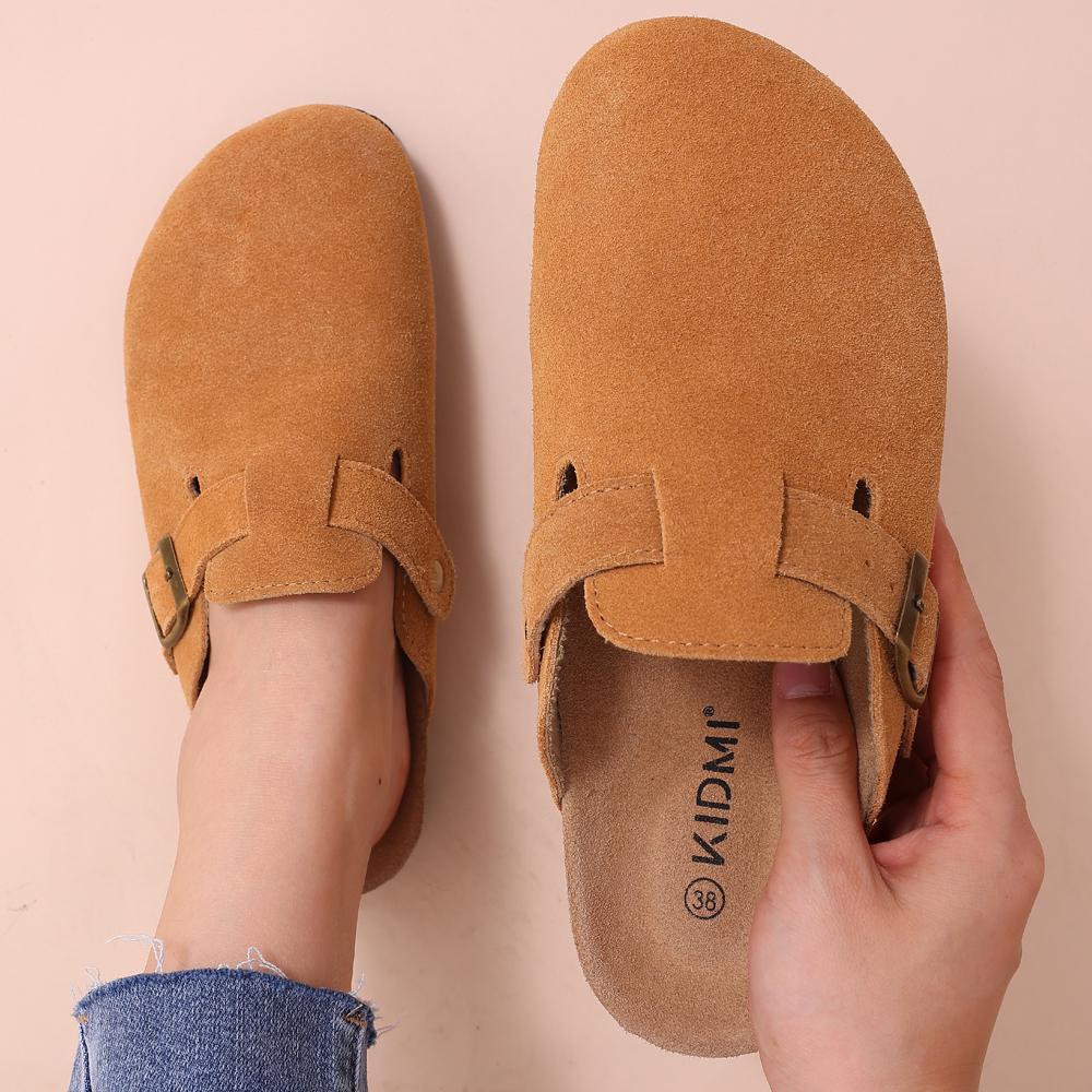 Fashion Litfun Classic Cork Clogs For Women Men Genuine Summer Clogs with Arch Support Cork Leather Home Mules Shoes Thick Beach Sandals