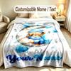 Space Cosmic Theme Custom Blanket Personalized Name & Text Customized Soft Warm Throw Blanket Home Decor
