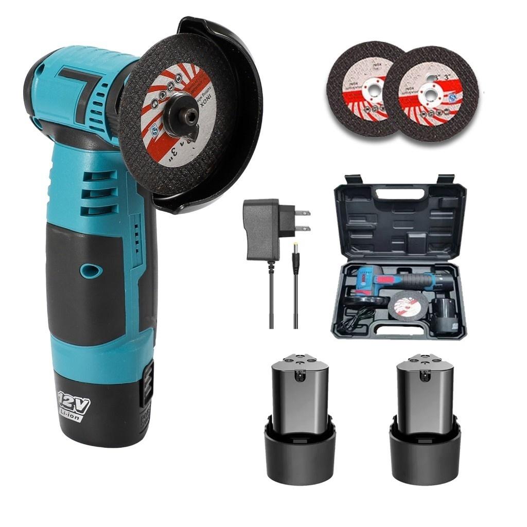 

12V Аккумуляторная электрическая угловая шлифмашина Мини угловая шлифмашина Перезаряжаемая отрезная машина Полировальная шлифмашина с пластиковым кейсом Угловая шлифмашина grinders+2bat+box
