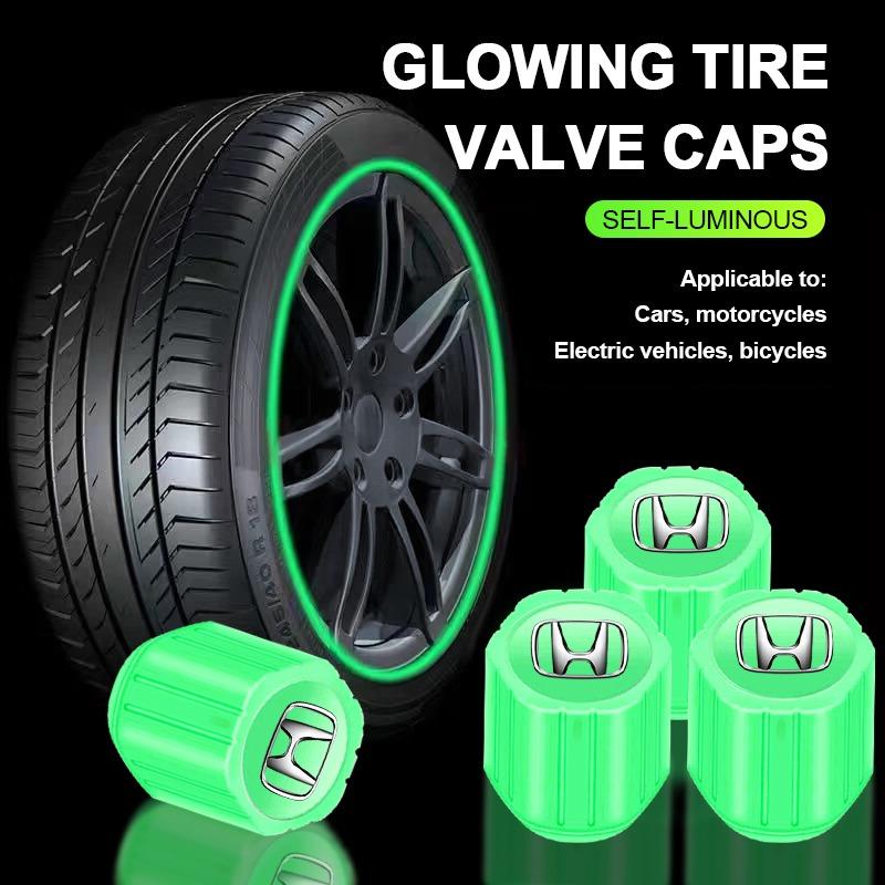Luminous Car Tire Valve Caps Fluorescent Motorcycle Wheel Tyre For Honda Mugen Power TypeR Jazz City Civic Inspire Accord FIT HRV CRV Odyssey Jade