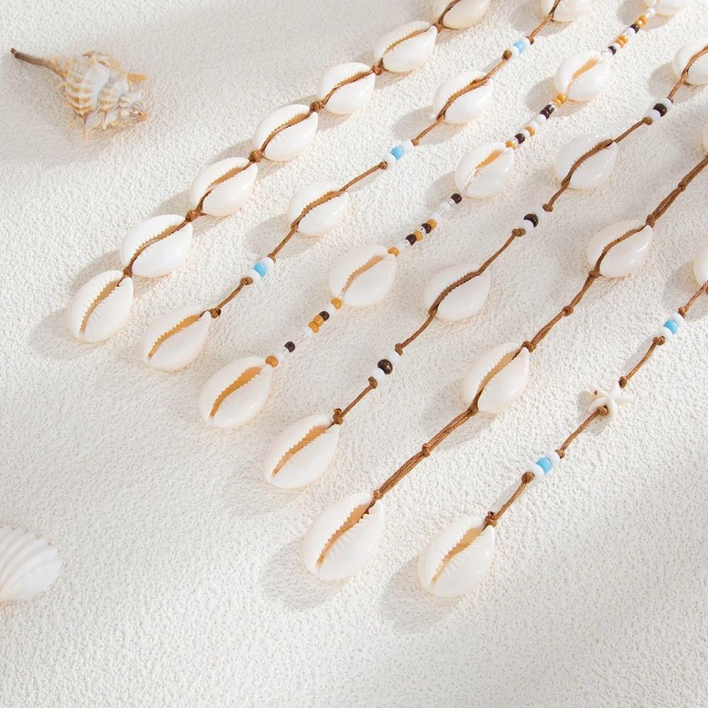 6 Styles Shell Pendant Hair Clip Handmade Beads Shell Beaded Hair Accessories  Women