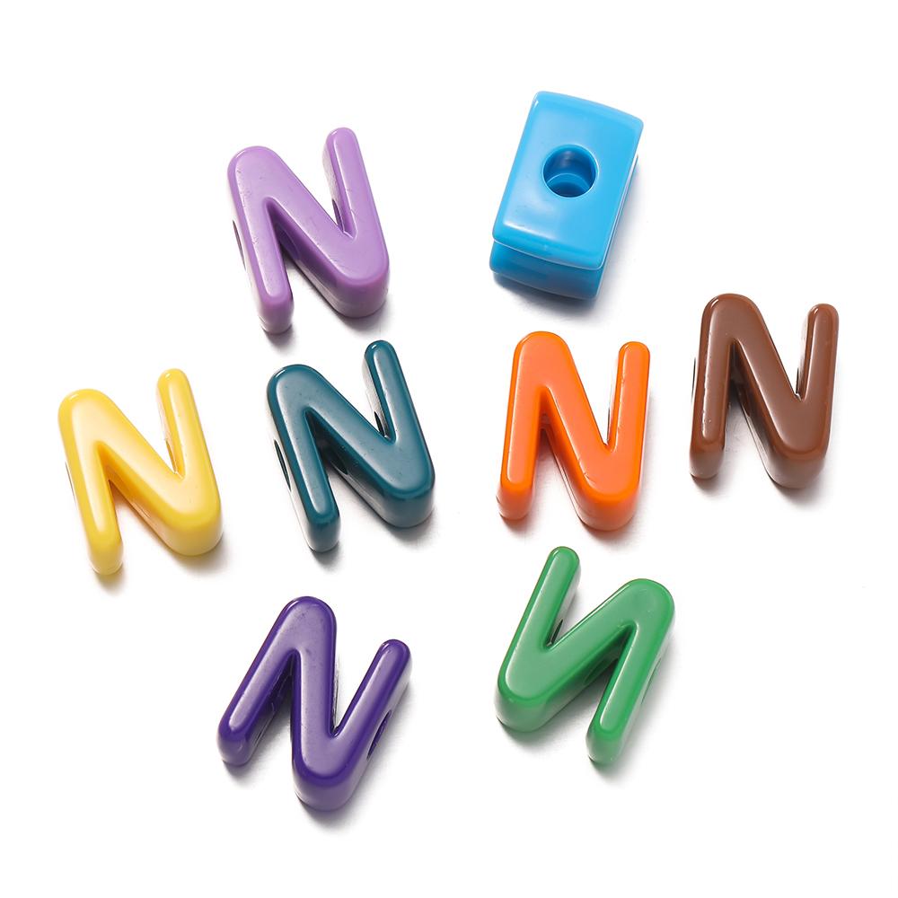 5Pcs A-Z Acrylic Big Hole Letter Beads Mix Colour Loose Spacer Beads for Making Key Chain Bracelet DIY Craft Jewelry Accessories