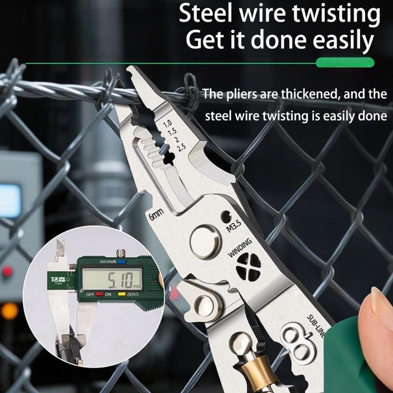 8.5inch Multifunctional Electrician Wire Stripper Crimper Tool Suitable for Peeling Networking Cabling Wire Stripper