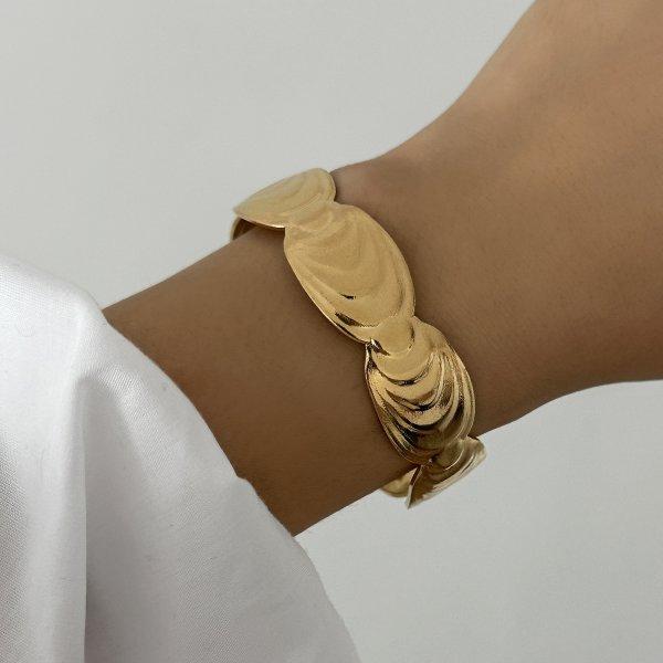 Delicate Bohemian Stainless Steel Flower Shell Open Bangle Set for Women Chic Stackable Seaside Vacation Party Jewelry Accessori