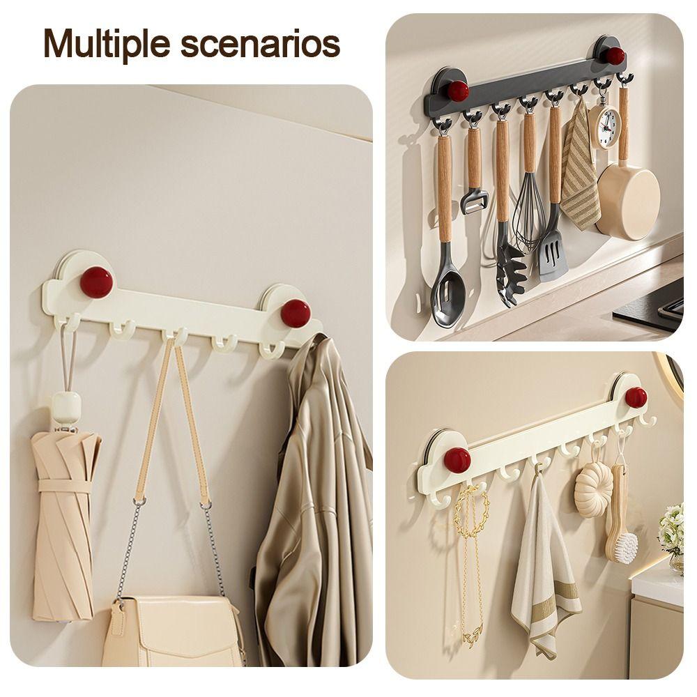 Plastic Bathroom Towel Holder Single Row Suction Cup Clothes Hanger Hook Simply Storage Convenient Coat Rack