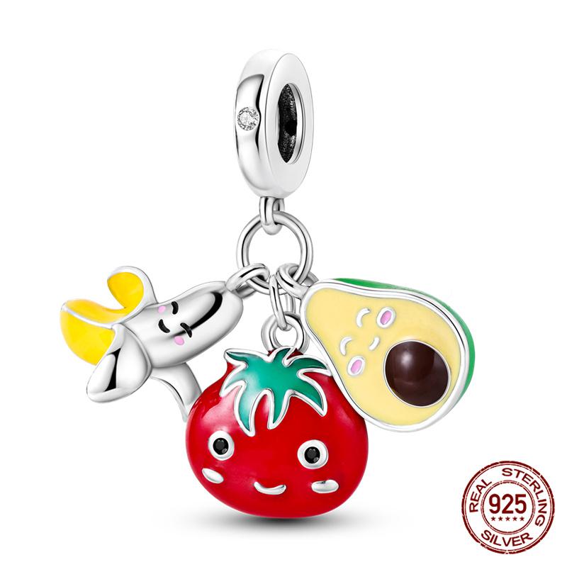 Originální přívěsek Měděný ovocný série Avokádo a Třešeň Přívěsky Korálky Pasuje na 3mm Originální náramek Náhrdelník Dámské DIY Šperky Dárek