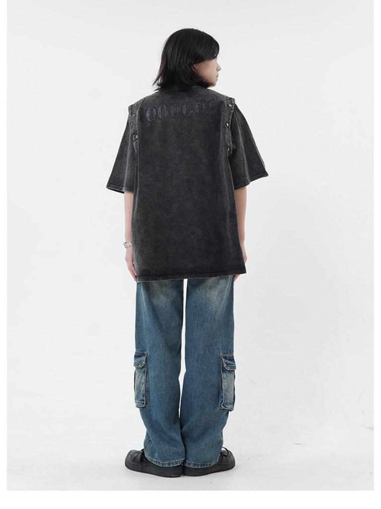 Unisex Retro High-Street Wide-Leg Jeans with Pockets