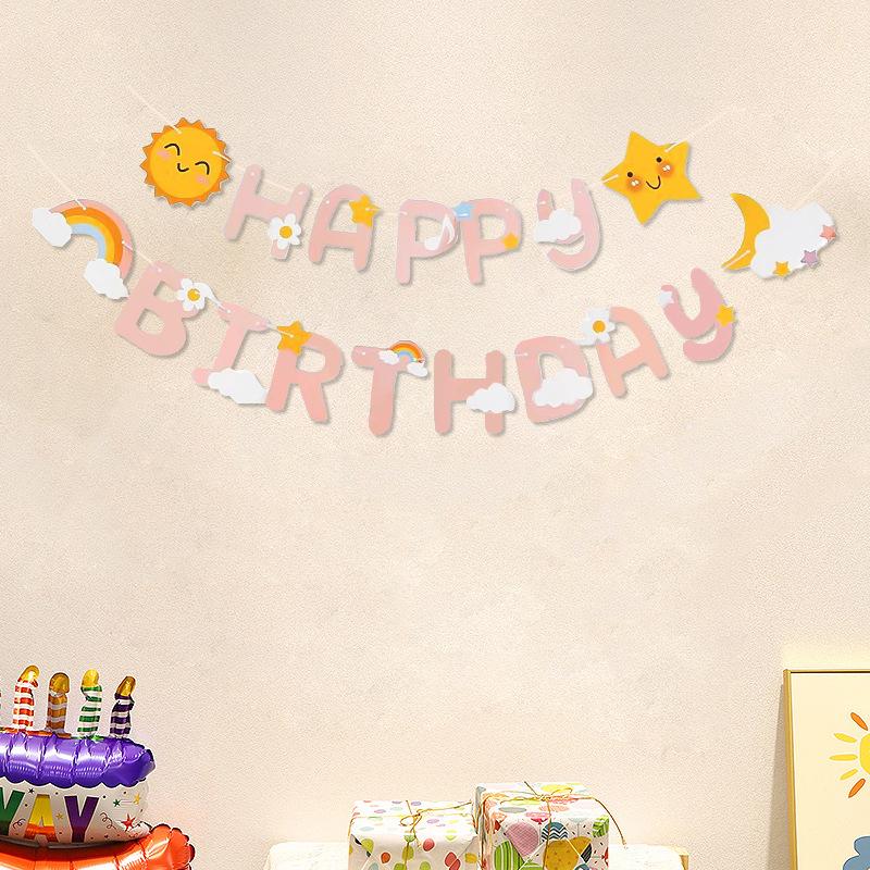 Happy Birthday Banner für die erste Party eines Babys Dekoration