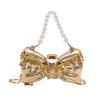 Dinner bag for women Metal mini rhinestone tassel shoulder bag women's chain crossbody chain box gold evening bag