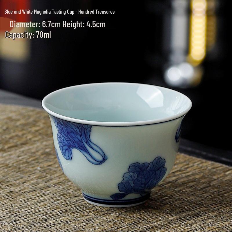 Dehua Ceramics Retro Blue & White Kung Fu Tea Cup - Exquisite Small Scent Tasting Cup for Guests