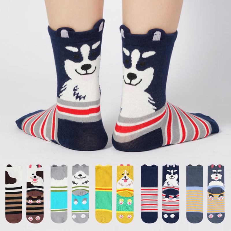 

Женские прямые носки с объемным рисунком щенка и животного, милые хлопковые носки средней длины, дышащие, впитывающие пот, повседневные носки one size серый