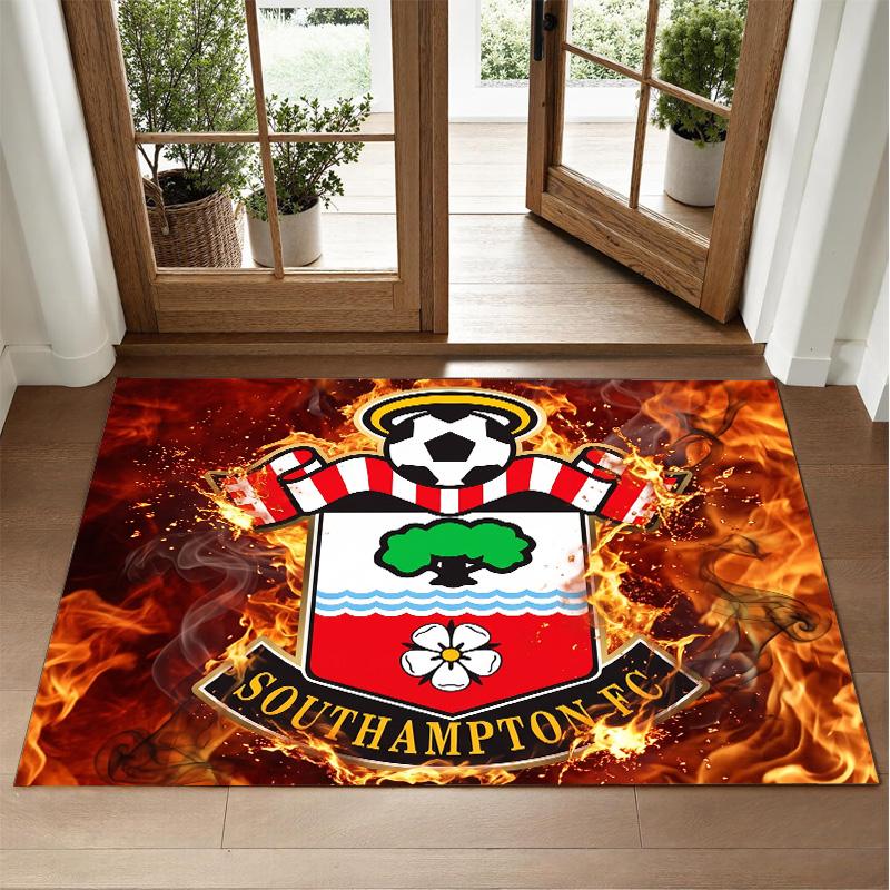 Southampton Football Design Crystal Velvet Rug Soft Decorative Mat for Bedroom Entrance