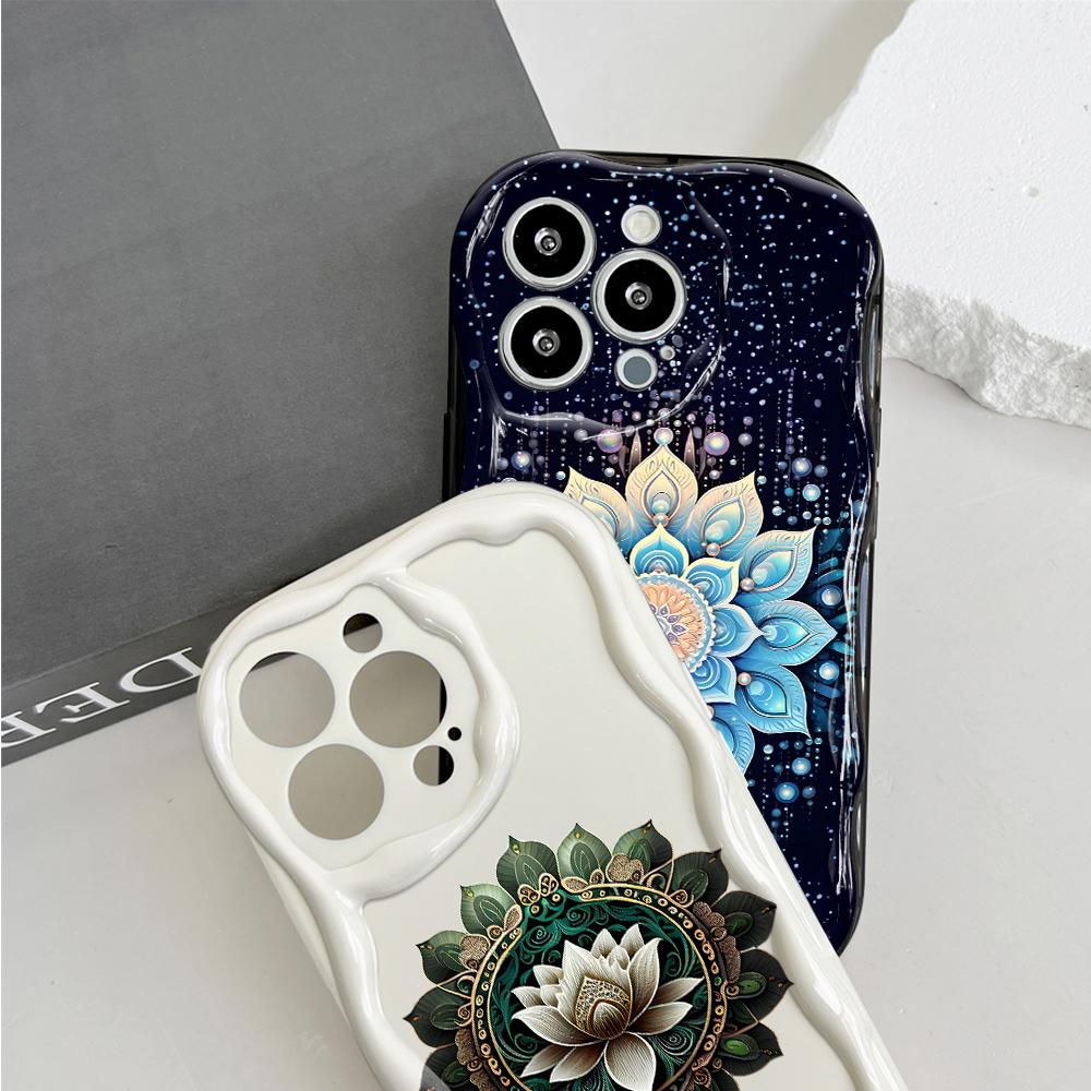 Cute Cartoon Pattern Cream Texture Casing Wavy Edge Soft Silicone Cover Phone Case for Huawei Honor Infinix Tecno iPhone