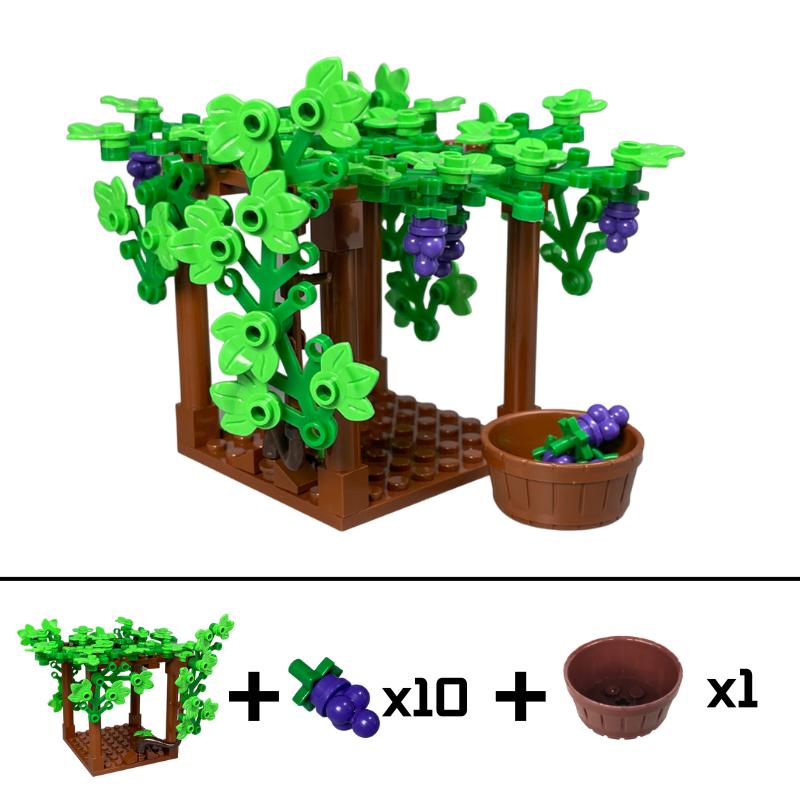 MOC Blocks Vineyard Square Grape Trellis Vine Farm Plant Garden Scene City Model Learning Construction Bricks Children's Toy