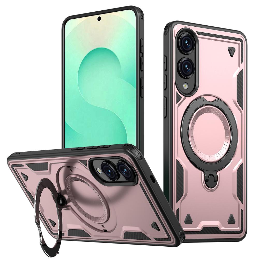 For Samsung Galaxy S25 Edge S25FE Case Armor Shockproof 360° Rotating Magnetic Holder TPU Frame Hard Plastic Phone Cover Fundas