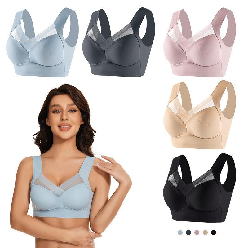 Plus size fattened version sexy vest seamless gathering ice silk sports underwear women's beauty back bra