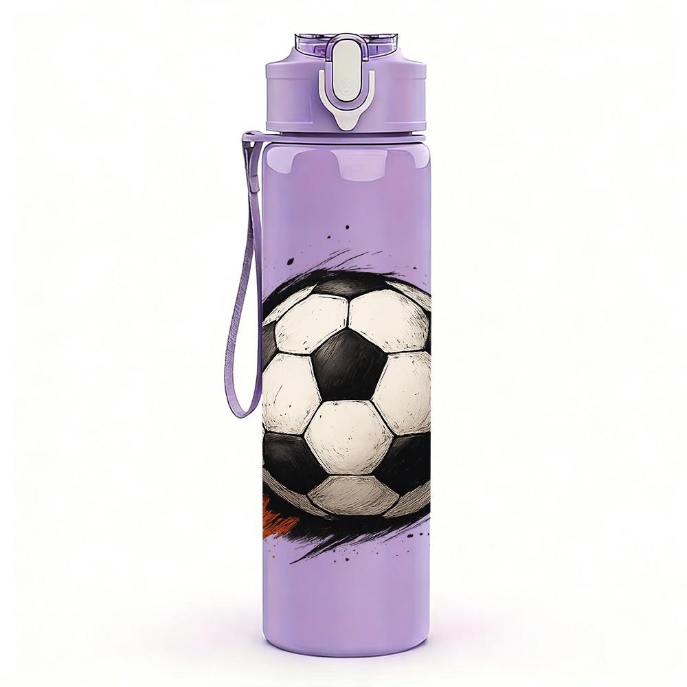 1PC Soccer Football 750ml Color Plastic Sports Water Bottle Leakproof Flip Straw Lid Suitable for Sports Office Home Use