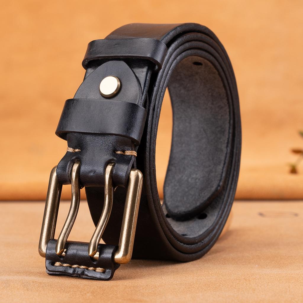 Solid Copper Buckle Men'S First-Layer Cowhide Belt Casual Simple Pin Buckle Leather Belt Business Middle-Aged And Young Men'S Belt
