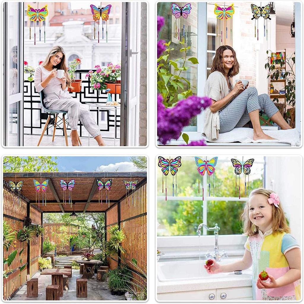 8 Stück Schmetterling Unfertige Bastelarbeiten Holzscheiben Ornamente Für Kinder Bemalen Windspiele Heimdeko Kinder DIY Malen Geschenke 2d