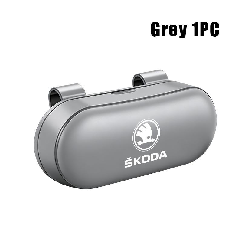 sfrab5 Car Sun Visor Sunglasses Holder Case Glasses Box For Skoda Kamiq MK3 Roomster Rapid Kodiaq Karoq Fabia Enyaq