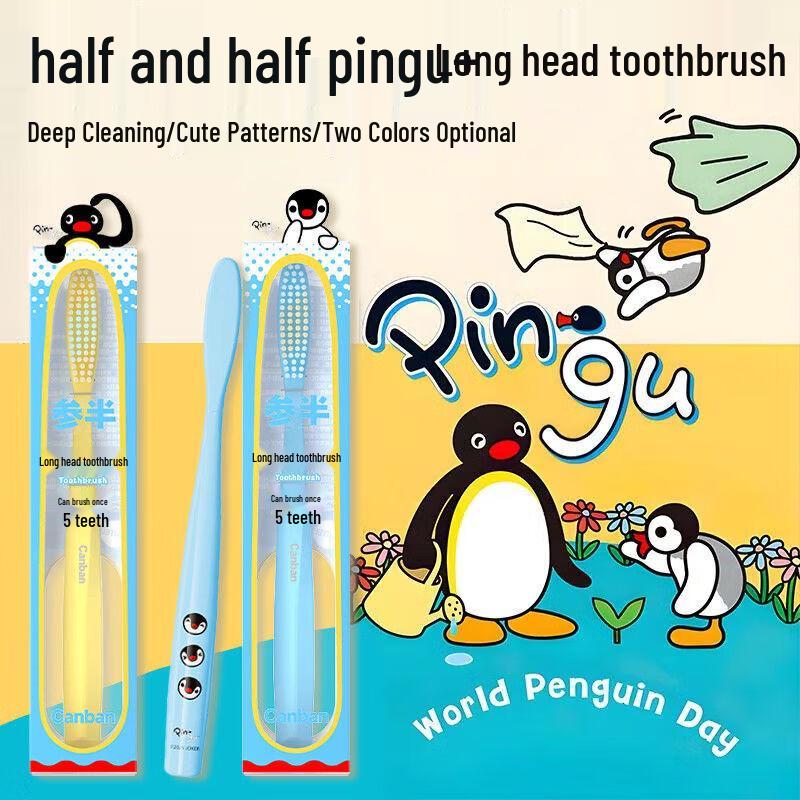 Canban Pingu Ultra-Miękkie Szczoteczki do Zębów z Długą Główką - 5 sztuk