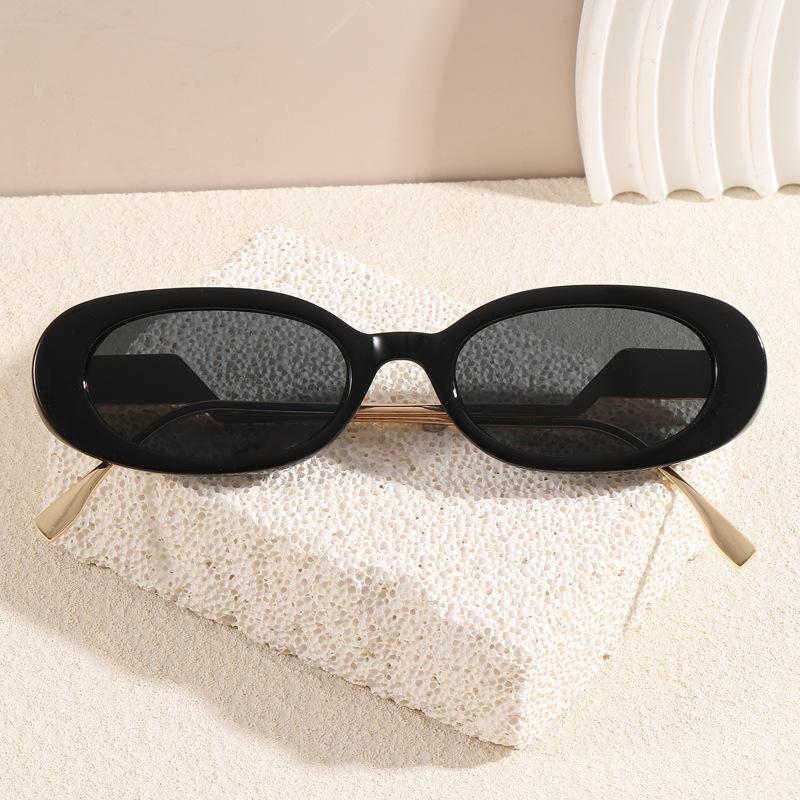 Oval simple sunglasses trendy fashion new versatile sunglasses personalized retro high-end sunglasses