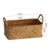 Japanese Woven Grass Snack Storage Basket, Desktop Tidy Organizer Bin, Eco-friendly Natural Handmade Wicker for Home Kitchen