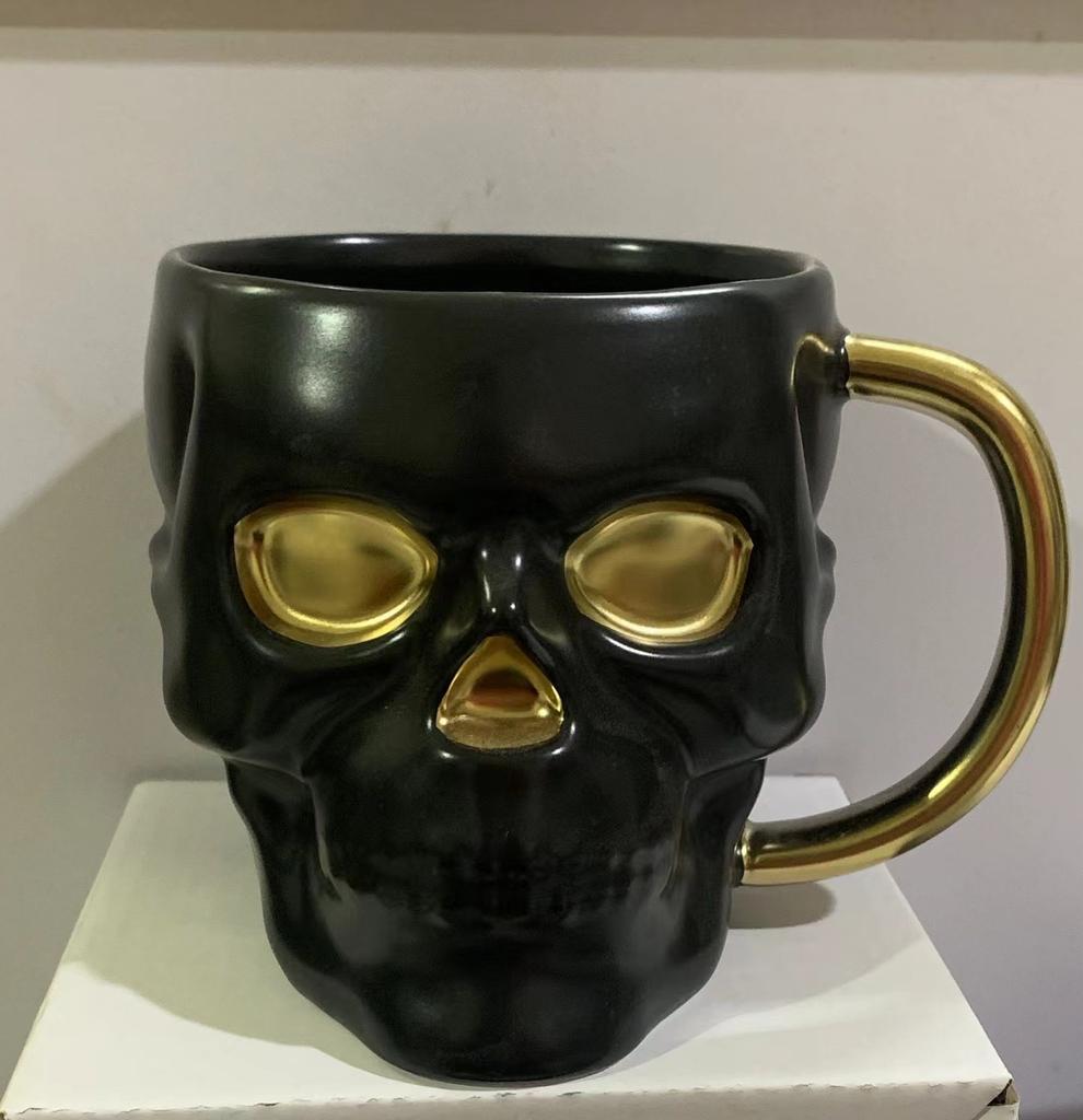 1PC 580ML 600ML Porcelain White Black Skull Coffee Cup Beer Mug Drinkware For Juice Milk Ceramic Soup Bowls Halloween Gift
