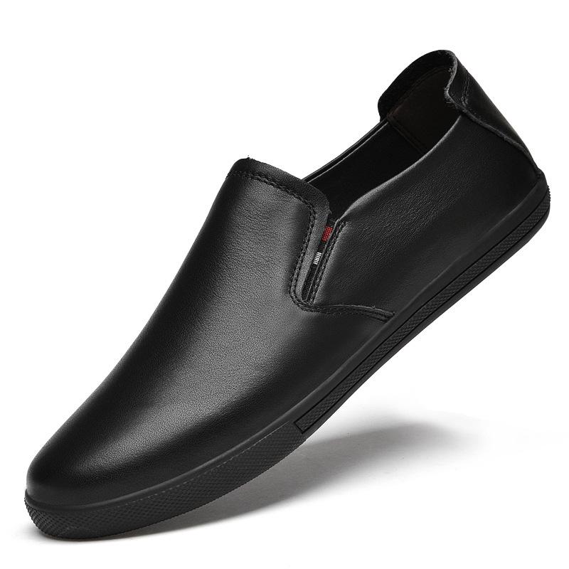 Men s Breathable Round Toe Cowhide Casual Slip-On Loafers 38