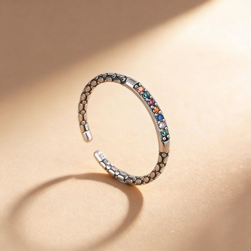Xiaomi BF CLUB 925 Sterling Rings for Women Simple Geometric Handmade Irregular Retro Chain Ring Allergy For Birthday Gift
