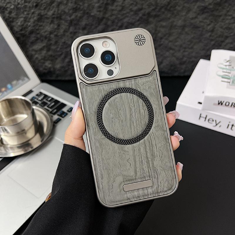 For Magsafe Magnetic Luxury Solid Color Wood Grain No Bordered Aromatherapy Phone Case For iPhone 16 Pro Max 14 12 13 15 Pro Max