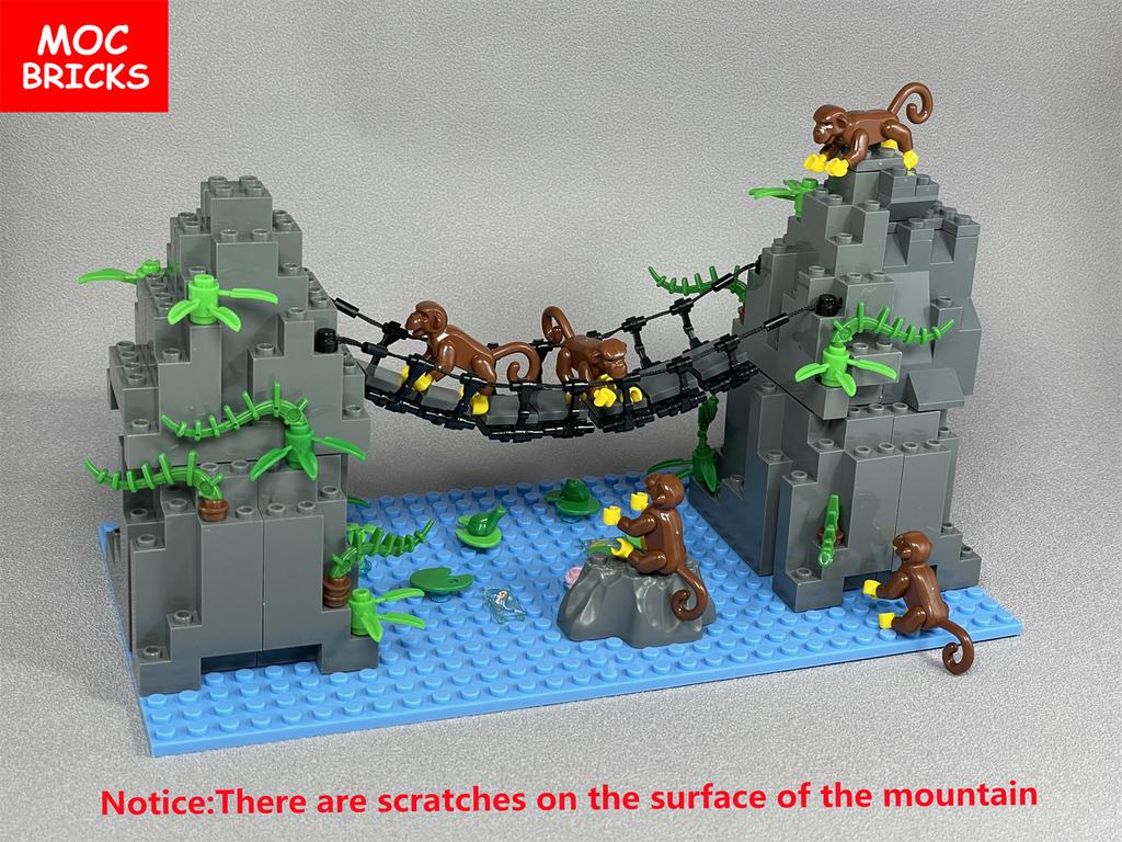 MOC Blocks Luminous Wolf Drawbridge Bridge Rock Panel Rockery Mountain DO IT YOURSELF City Street View Adventurer Movie Model Children Playthings