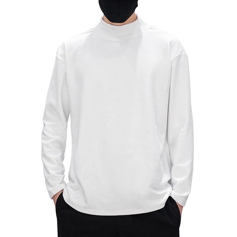 Velvet Autumn High Neck Fleece-Lined Men's Long Sleeve Base Layer T-Shirt