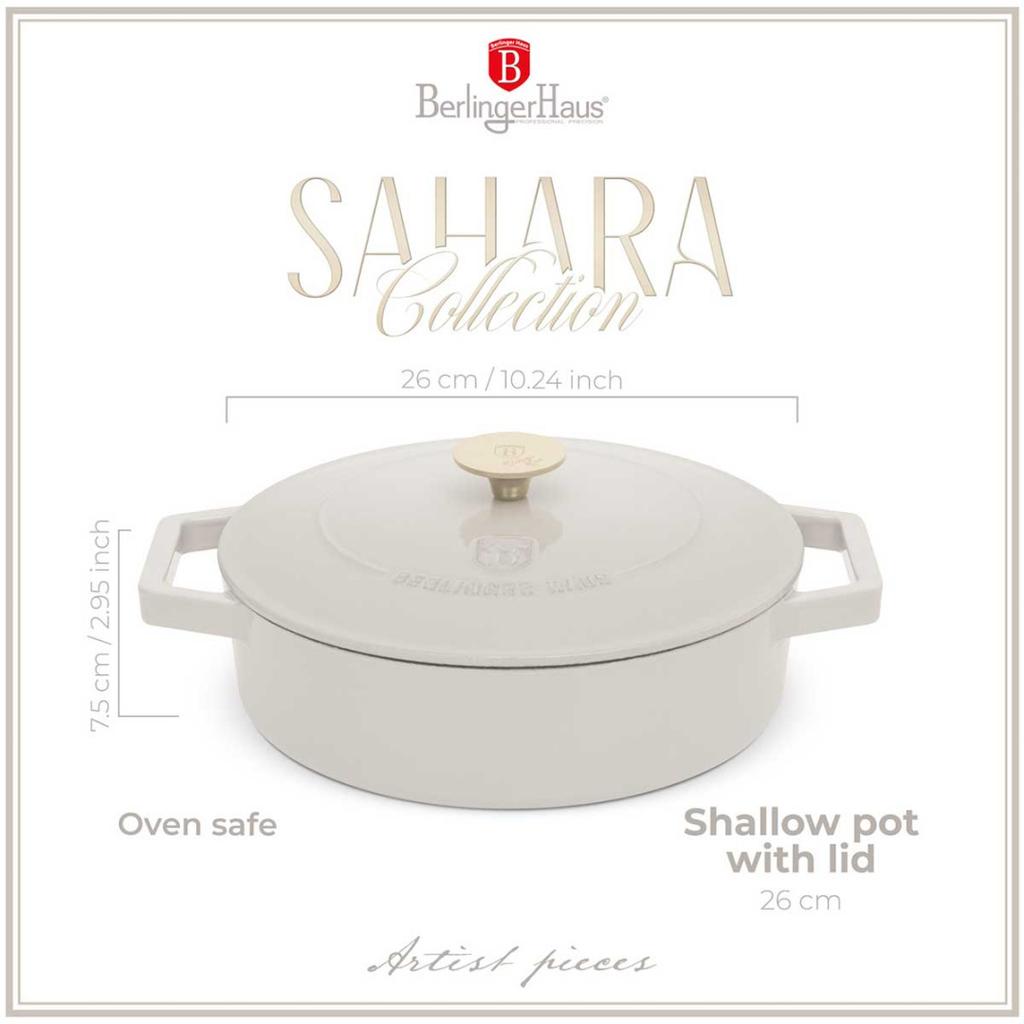 CAST IRON POT 26cm FLAT BERLINGER HAUS BH-6530 SAHARA