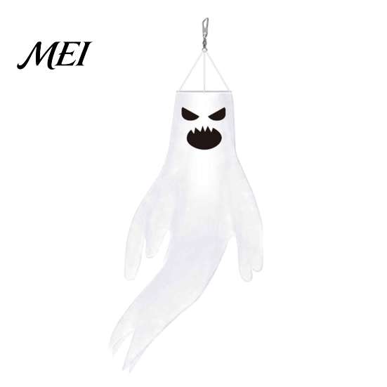 Lightweight Wind Decorations 44 Inch Halloween Hanging Ghost Windsock, White Flying Ghosts Flag Scary Yard Socks for Tree, Outdoor Patio, Party Decor