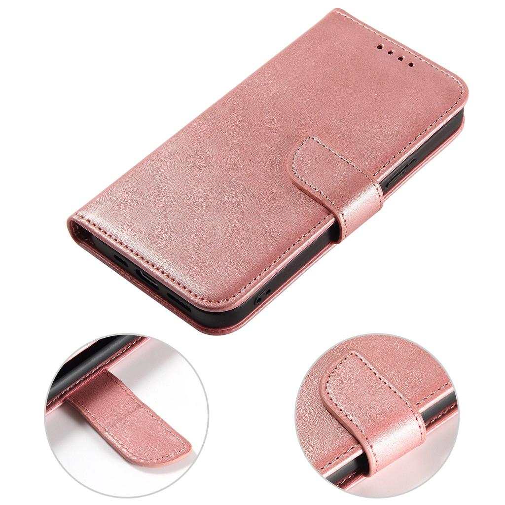 Magnet Case Elegant Flip Case Cover with Stand Function for iPhone 13 Pro Pink