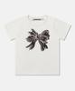 CHICKS Black Ribbon Crop Short Sleeve Tee White