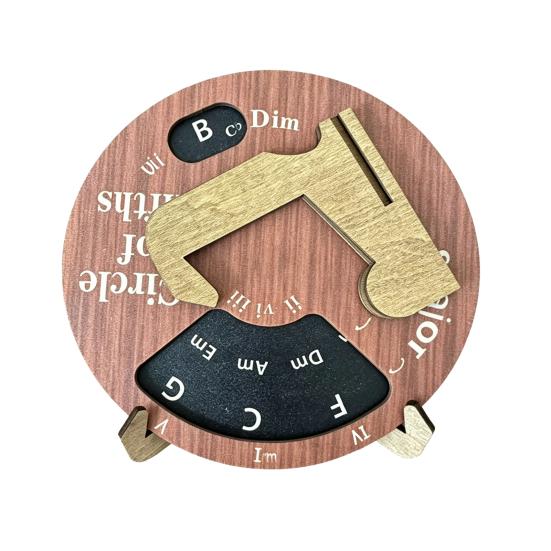 

Wooden Melody Tool Round Circle of Fifths Wheel Chord Compass Pocket Music Learning Guitar Tool for Guitar Base Musical Instrument Beginners коричневий