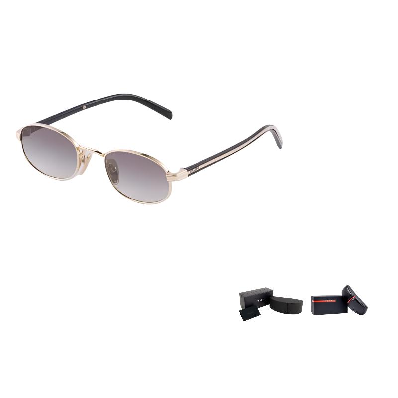 Prada Logo Design Metal Round Sunglasses Women Sunglasses Gold SPRB53_EZVN_FE02C_C_052