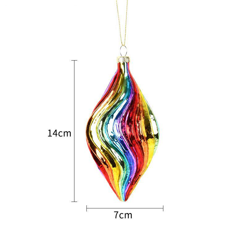 Christmas Ornaments Rainbow Glass Ball Pendant Holiday Gifts Christmas Tree Scene Decoration Colorful Hanging Ball Accessories