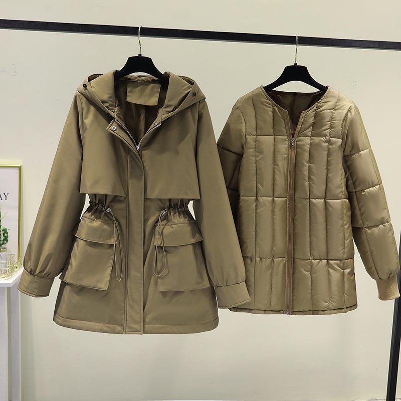 Winter Down Cotton Removable Liner Pie To Overcome Cotton-padded Coat Women's Medium and Long Cotton Clothes To Keep Warm, Thickened and Warm