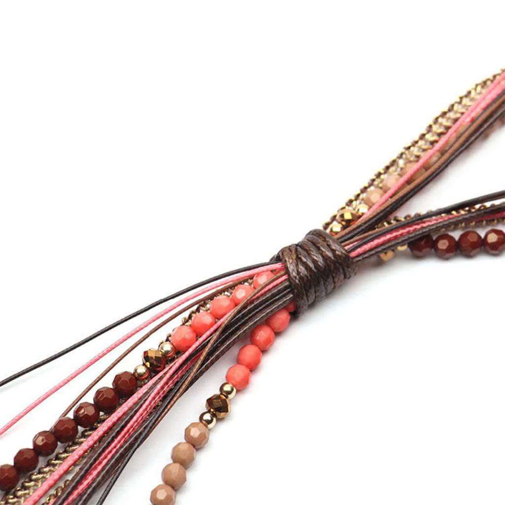 Long Tassels Necklace Multilayer Women Beads Necklace Soft Tassels Necklace for Casual Occasion